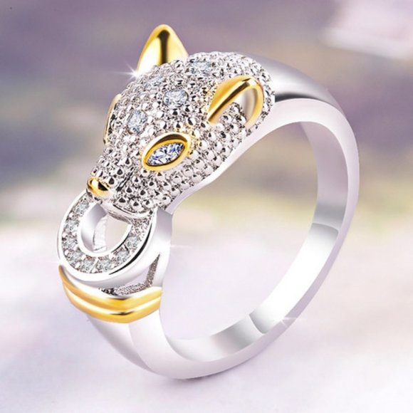 Jewelry - NEW White&Yellow Gold Diamond Panther Cat Ring